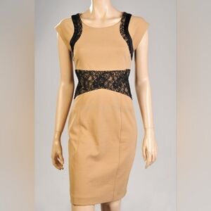 Jessica Tan And Black Lace Dress